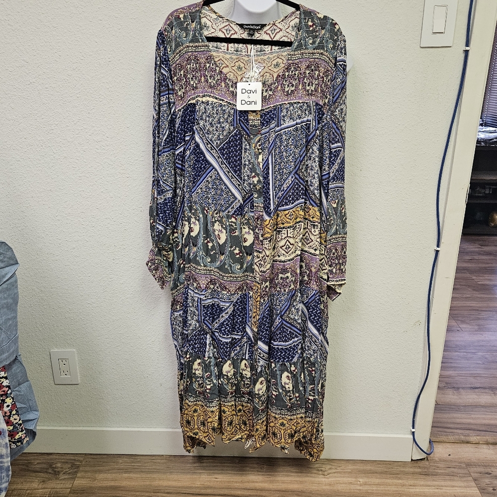 DAVI & DANI Bohemian Multicolor Maxi Dress - Picture 2 of 5